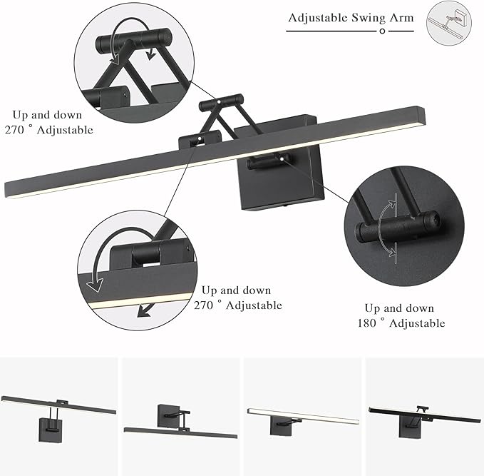 Black Picture Lights for Paintings Dimmable Gallery Light Hardwired LED Wall Art Lighting Display Artwork Lamps 23.6 Inch 14W 3000K Warm White