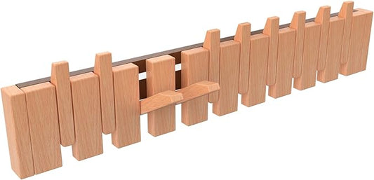 Wall Mounted Piano Key Hanger | Flip Style Hook | Entrance Wall Art Hook, Made of Oak Wood (3 Times Painted, 4 Times Polished) (Beech, 10Hooks)