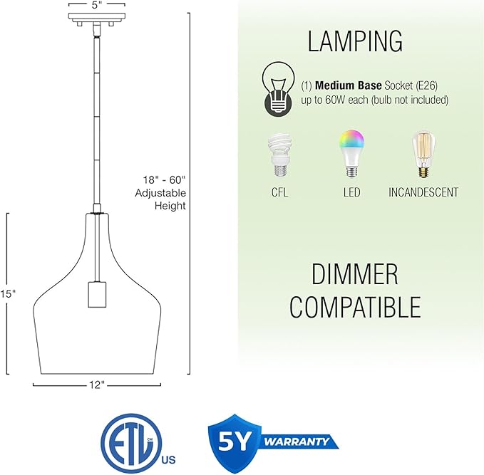 Kira Home Lucy 16" Modern Pendant Light + Clear Glass Vase Shade, Adjustable Hanging Height, Brushed Nickel Finish
