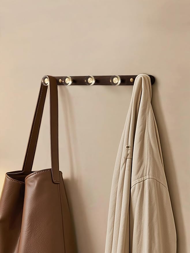 1 Pack Crystal Coat Rack Wall Mounted Wood Towel Hooks for Bathrooms Wall Hooks for Hanging Robe Coat Hooks Kitchen Decorative Heavy Duty Zinc Alloy