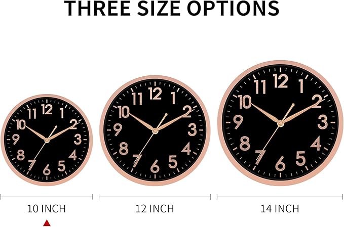 AKCISOT Wall Clock 10 Inch Rose Gold Modern Wall Clocks Battery Operated - Analog Small Silent Non Ticking Clock Decorative for Living Room, Office, Bedroom, Bathroom, Kitchen