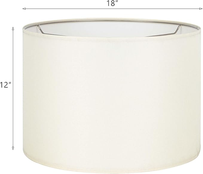 Wellmet 18"x18"x12" Assembly Required Lampshades for Table Lamp,Bedside Lamp,Floor Lamp,Fabric Drum Lamp Shades Classic Modern Style,Spider Fitter,Cream White