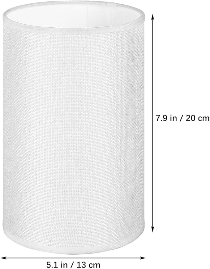 1pcs Lamp Shade, Light Fixture Replacement E27 Lampshade Light Shade Rustic Farmhouse Lampshade Barrel Fabric for Table Lamp & Floor Light, 5.1x7.9x5.1 inch (White)