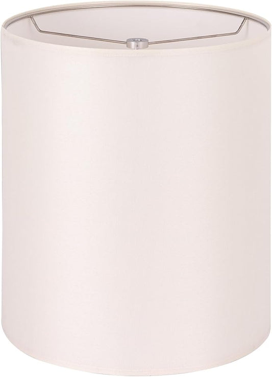 Wellmet CreamWhite 14"x14"x17" inches Lampshade, Required Assembly for Table Lamp, Bedside Lamp, Floor Lamp, Fabric Drum Lampshade Classic Modern Style, Metal Spider Fitter