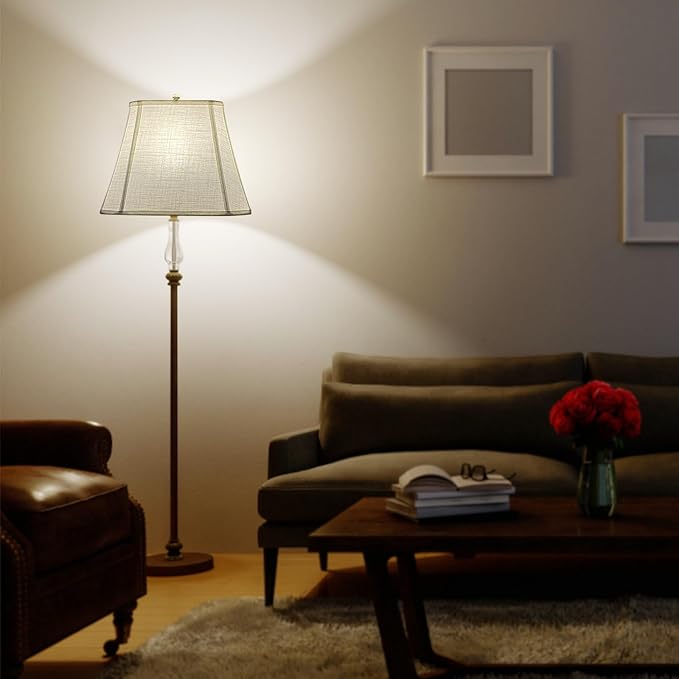 TOOTOO STAR Rectangle lamp shade, (6 x 9)" x (11 x 14)" x 10.5" White Linen LampShade for Table Lamp, Floor Lamp Bell Cut Corner Lamp Shade