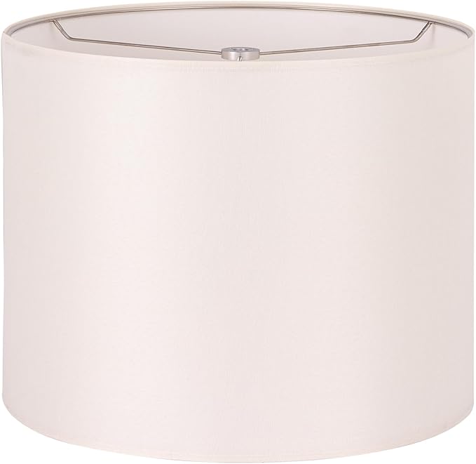 Wellmet 14"x14"x11" Assembly Required Lampshade for Table Lamp, Bedside Lamp, Floor Lamp, Fabric Drum Lampshade Classic Modern Style, Spider Fitter, Cream White