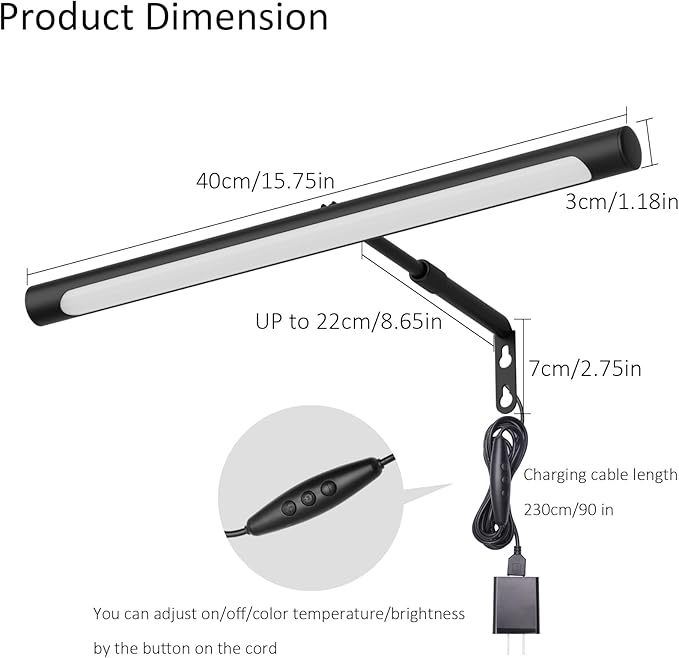 Picture Lights for Paintings Plug in, 16" Adjustable LED Picture Light Art Light with Timer, Remote Control Gallery Painting Wall Light for Picture Display Frame Dartboard Art Work (Black)