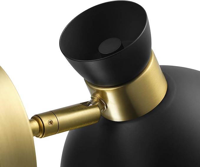 GLOBE Electric 65000100 1-Light Plug-in or Hardwire Wall Sconce, Matte Brass, Black Pivoting Metal Shade, 6ft Black Cord, in-Line Rocker Switch, Wall Lights for Living Room, Hanging Lamp