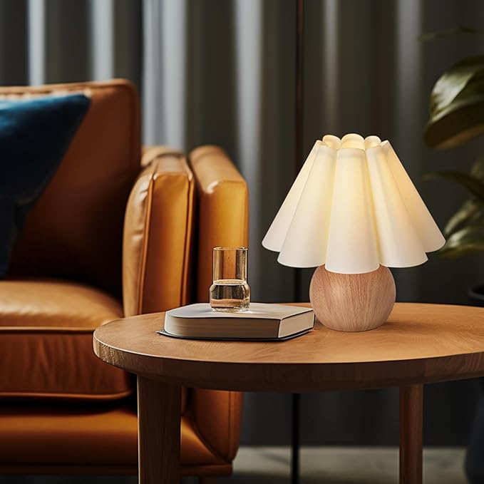 KUNJOULAM Cute Small Table Lamp, Modern Bedside Nightstand Lamp with Fabric Lampshade, Metal Base for Bedroom Home Office Decor (Without Buld)