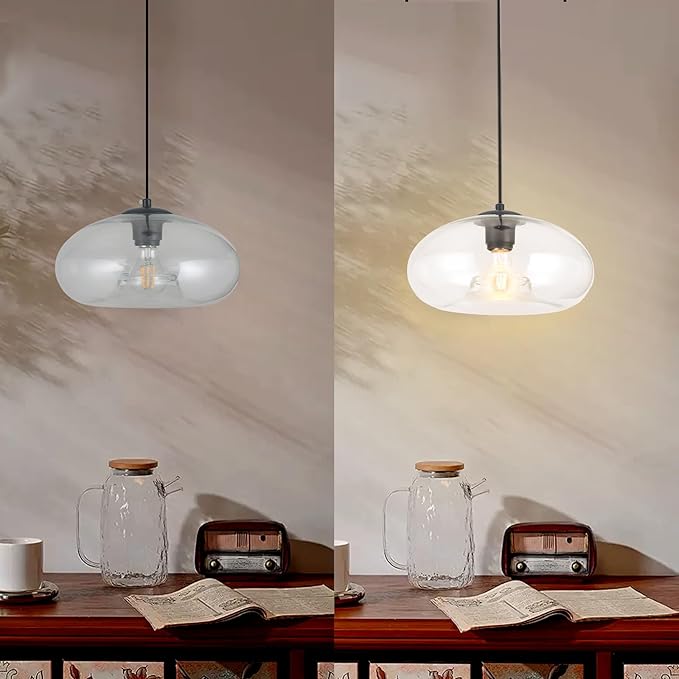 Clear Glass Pendant Lights Kitchen Island Lighting Globe Pendant Light Fixtures IIndustrial Vintage Pendant Lighting for Kitchen Island Bedroom Living Dining Room Light Fixture