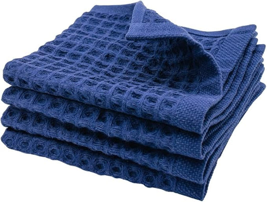 sea me at home Waffle Washcloths Set, 100% Turkish Cotton (Navy)