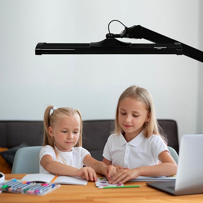 LED Architect Desk Lamp with Clamp, Metal Swing Arm 2300 Lumens Dimming Office Table Lamp for Task Work Drafting Reading Desktop, 180PCS Bright LEDs, 30W Workbench Lamp(Black)