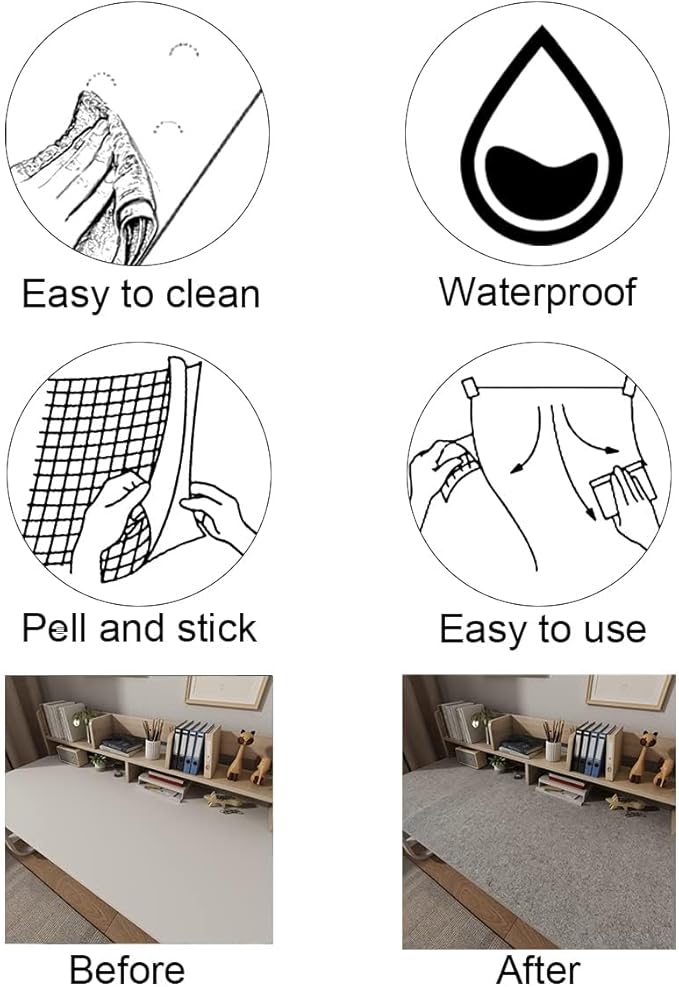 32"x354" Granite Countertops Contact Paper Peel and Stick Waterproof Beige Grey Granite Wallpaper Self-Adhesive Removable Vinyl Film Marble Countertops Wallpaper for Kitchen Bathroom Cabinets