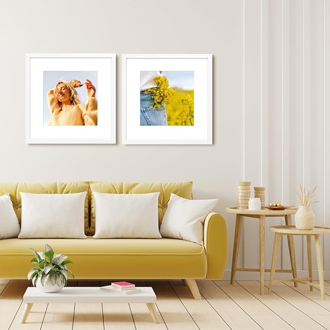 VNVNK 23x23 Frame White, Perfect for 23x23 Inch Picture without Mat or 19x19 Inch Picture with Mat, Home Wall Decor Picture Frame-1 PCS