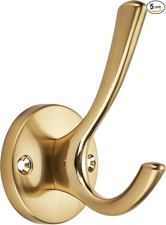 TUNNY 5 Pack Round Coat Towel Hooks - Champagne Bronze Coat Hooks for Hanging Coats Towel Hooks for Bathroom Wall Mounted Zinc Alloy Bath Towel Hooks Robe Clothes Hook Holder Heavy Duty Wall Hooks