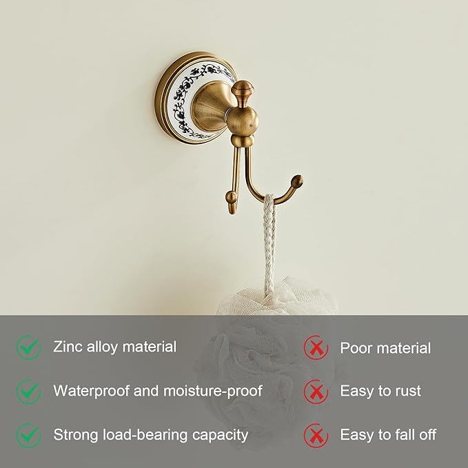 Antique Bronze Brass Bath Towel Hooks Wall Mounted Bathroom Clothes Hook,Antique Brass Horn Shape Curved Towel Hooks YIGUANXIN