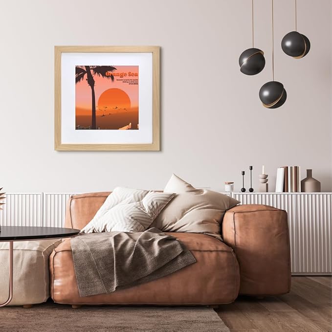 VNVNK 18x18 Frame Natural Wood Color, Perfect for 18x18 Inch Picture without Mat or 14x14 Inch Picture with Mat, Home Wall Decor Picture Frame-1 PCS