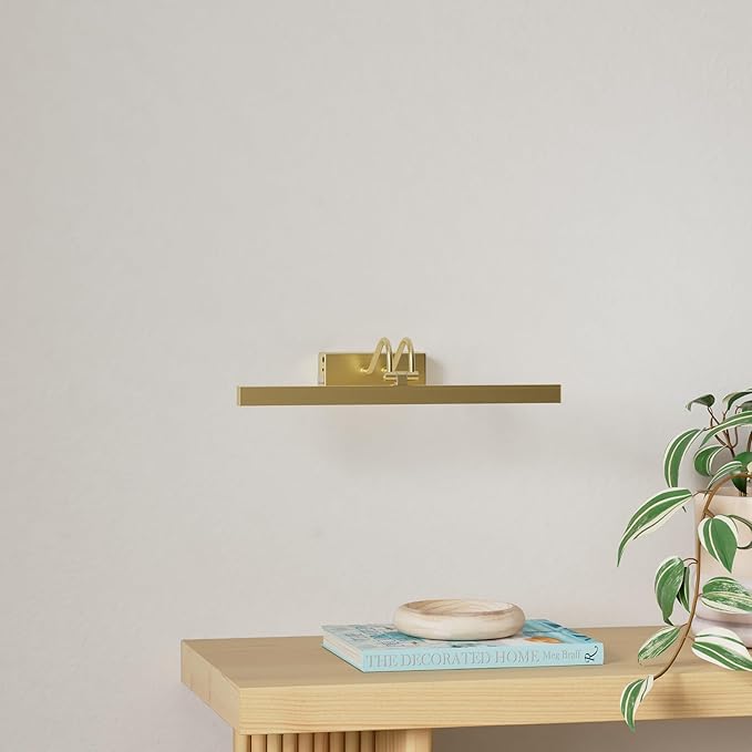 FUNCHDAY Picture Light Wireless, 13inch Rechargeable Battery Operated Gallery Painting Light with Remote, 280LM Dimmable Metal Art Lights for Paintings,Wall,Portrait (Brass)