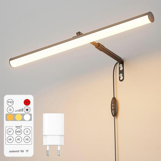 Black LED Picture Light Plug in,15.75 Inches Art Light with Remote, 3 Color Lighting, Artwork Light with in-Line On/Off Switch, Metal