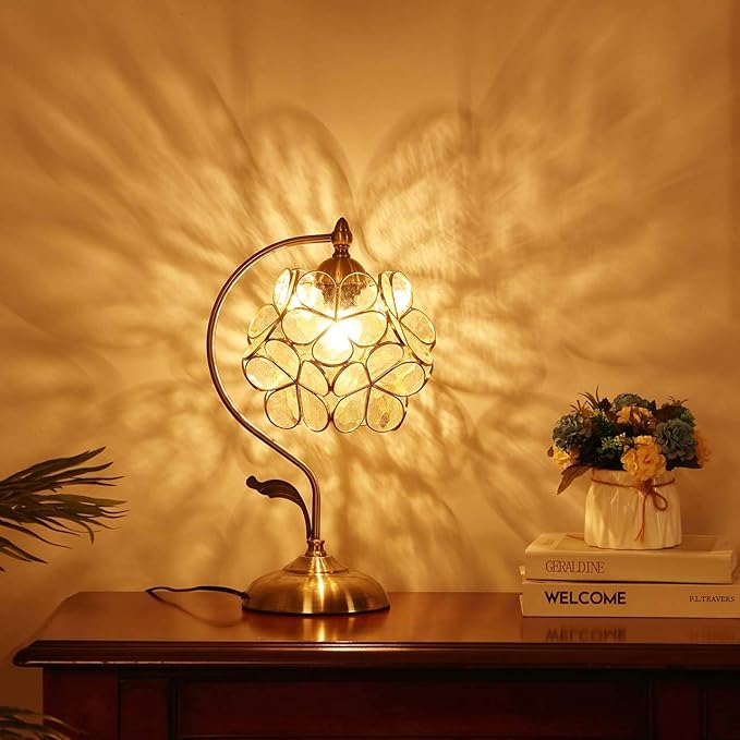 Bieye S10734 Tiffany Style Stained Glass Flower Petal Lampshade (Textured Clear, 8" Cherry Blossom)