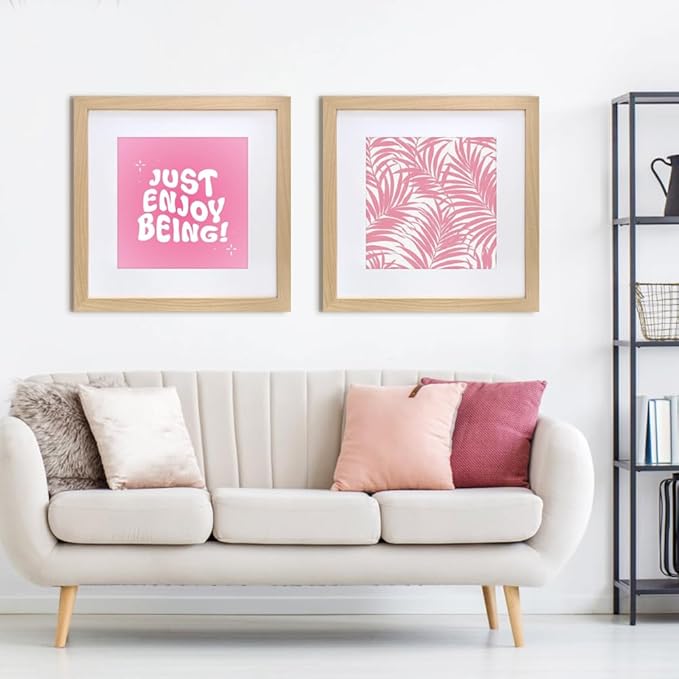 VNVNK 17x17 Frame Natural Wood Color, Perfect for 17x17 Inch Picture without Mat or 13x13 Inch Picture with Mat, Home Wall Decor Picture Frame-1 PCS