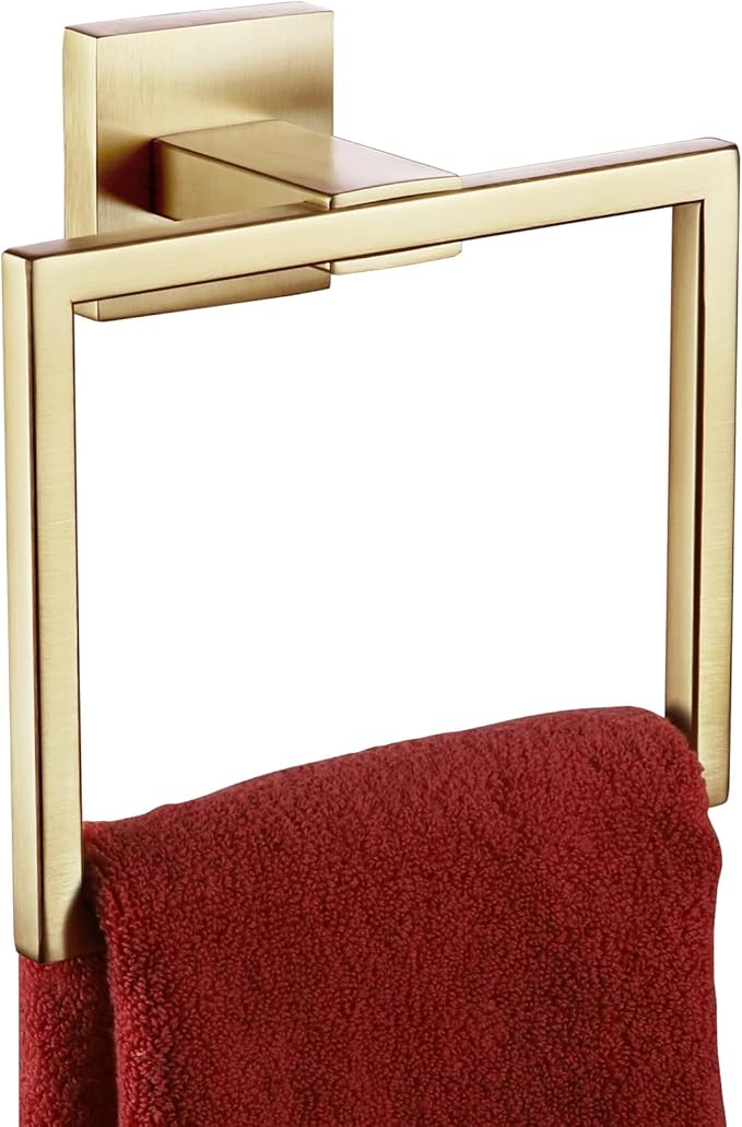 KOKOSIRI Hand Towel Ring Shower Towel Hanger Holder Bath Towel Holder Bathroom Lavatory Stainless Steel Wall Mount, Brushed Gold, B3004BG