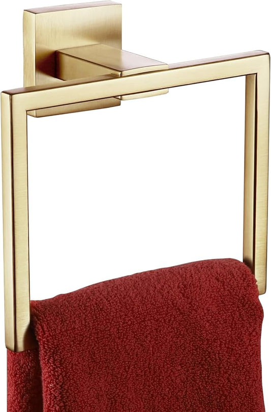 KOKOSIRI Hand Towel Ring Shower Towel Hanger Holder Bath Towel Holder Bathroom Lavatory Stainless Steel Wall Mount, Brushed Gold, B3004BG