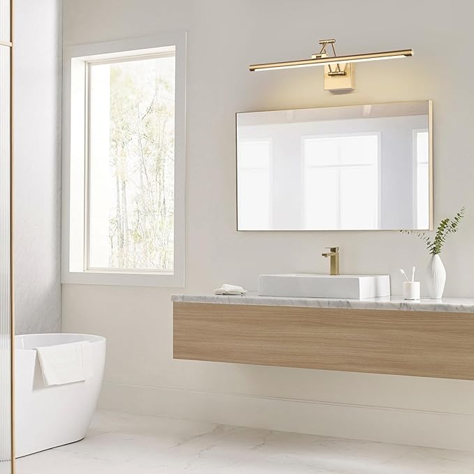 Brass Picture Light for Painting LED Gold Art Light Hard-Wired Picture Frame Lights 24 Inch Gallery Wall Light Modern Painting Lamps with Adjustable Swing Arm Display Lamp for Wall Artwork Warm White