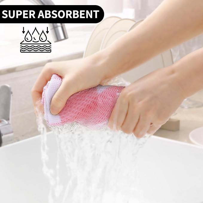 Homaxy 100% Cotton Waffle Weave Check Plaid Kitchen Towels, 13 x 28 Inches, Super Soft and Absorbent Dish Towels for Drying Dishes, 4-Pack, White & Pink