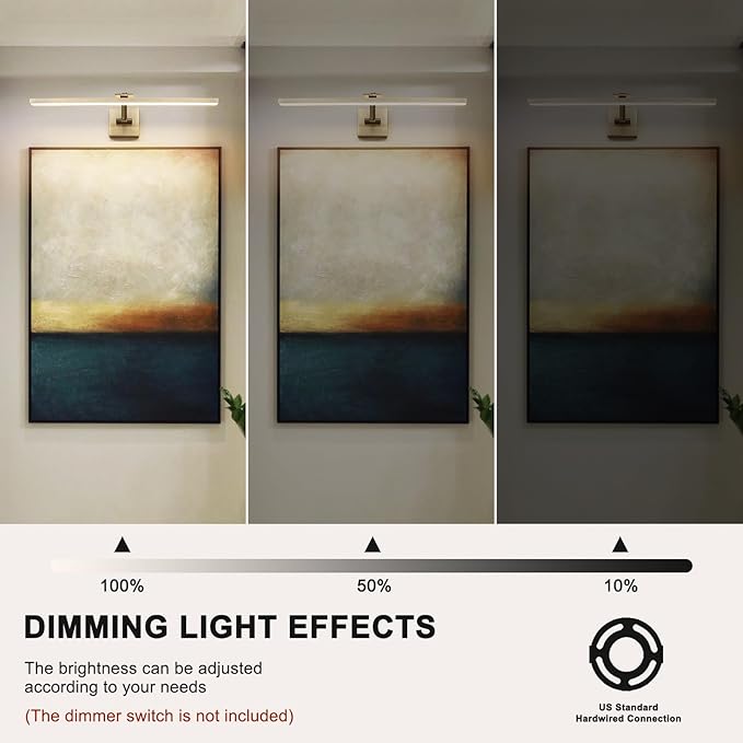 LED Modern Dimmable Picture Lights for Wall 23.62 Inch Hard-Wired Picture Frame Lights for Paintings Gallery Light with Adjustable Swing Arm Display Lights for Artwork,14W, Warm White Antique Bronze