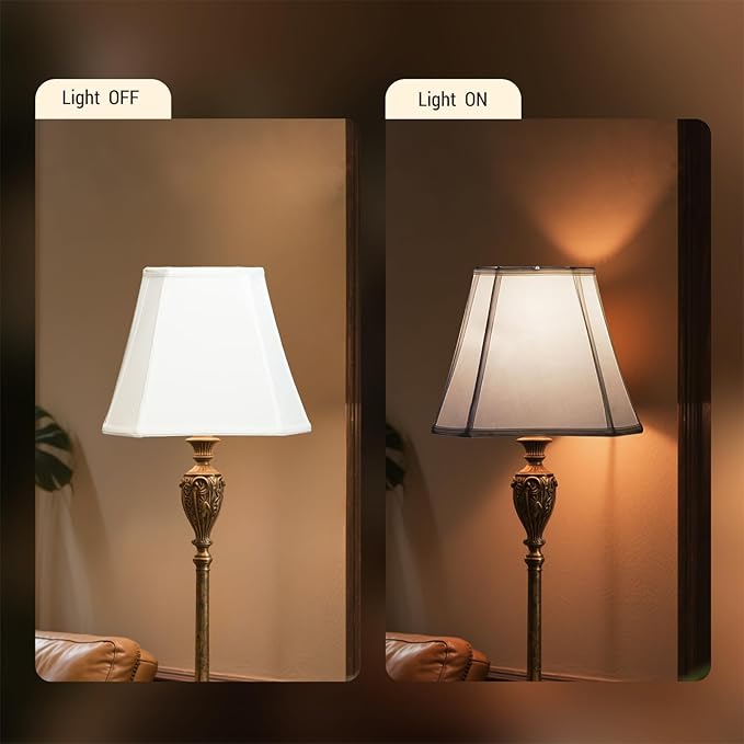 Lampshade Medium Lamp Shade 8" Top x 14" Bottom x 11" High (Spider) Natural Linen White Lamp Shades for Floor Lamp Bedside Lamp & Table Lamp Lampshades Replacement Hand Crafted Easy Assembly Required