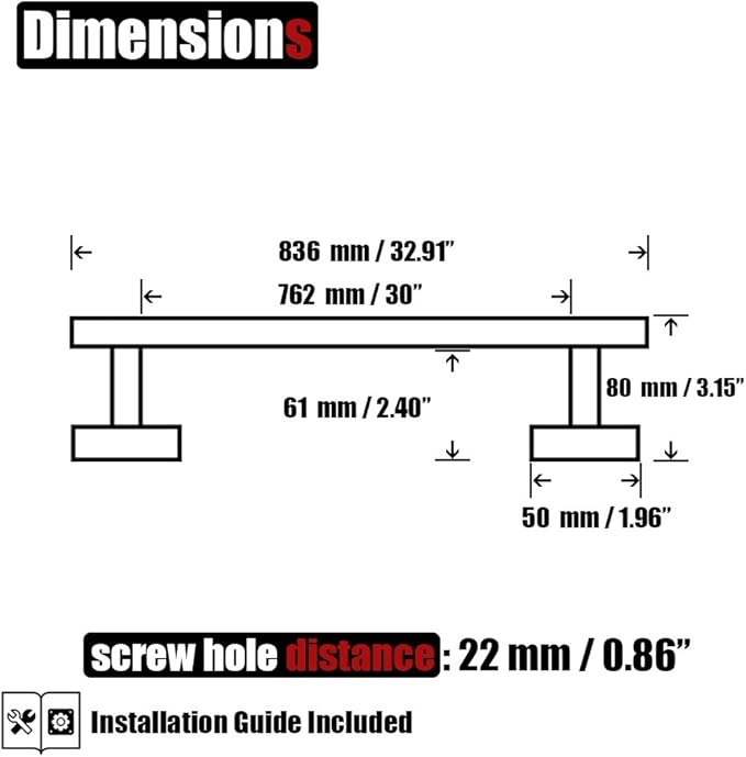 JQK Black Bath Towel Bar, 33 Inch 304 Stainless Steel Thicken 0.8mm Towel Rack Bathroom, Towel Holder Matte Black Wall Mount, Useable Length 30 Inch 2 Pack, TB110L30-PB-P2