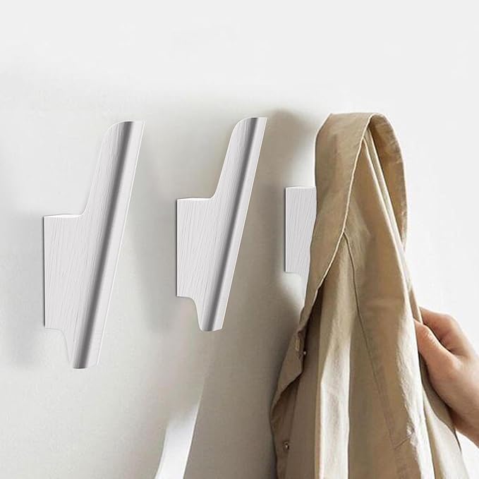 Wooden Wall Hooks 4 Pack Coat Hooks Mounted White Wooden Hooks for Wall Hanging Hat, Towel, Bag, Backpack, Decorative Wood Heavy Duty Hook for Entryway and Bathroom (White)