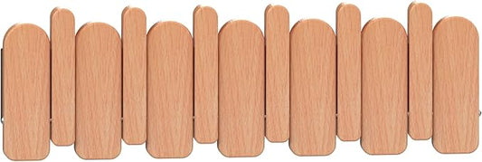 Wall Mounted Piano Key Hanger | Flip Style Hook | Entrance Wall Art Hook, Made of Oak Wood (3 Times Painted, 4 Times Polished) (Arc Beech, 6Hooks)