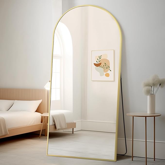 MELOMOIR 71"x32" Large Arched Mirror Full Length, Large Floor Mirror for Bedroom, Living Room, Gym - Free Standing Hanging or Leaning - Gold Frame