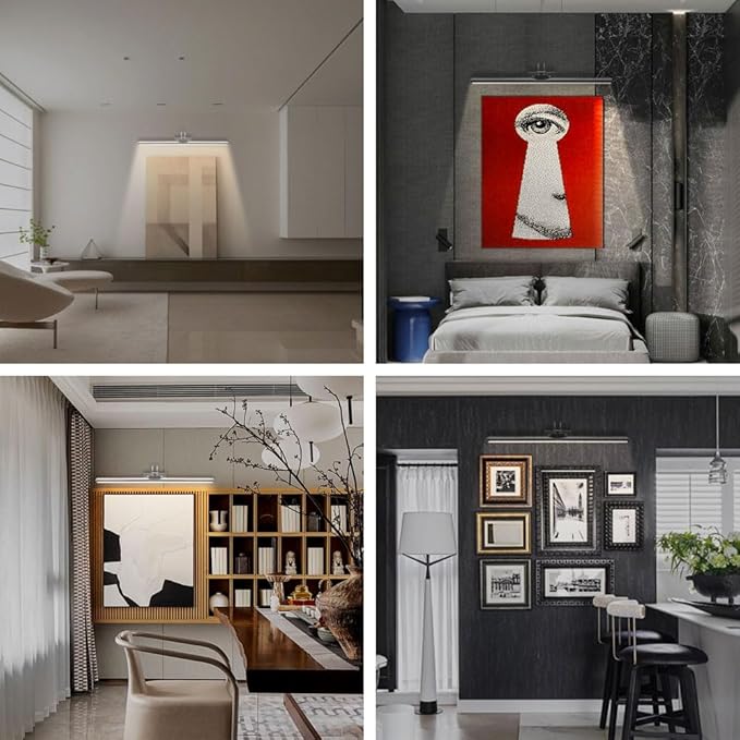 26" Wireless Picture Lights, Rechargeable Battery Art Display Light with Remote Control, Dimmable/Timer Off Dartboard Light, 3 Lighting Modes Full Metal Painting Display Lights (Nickel-1 Pack)