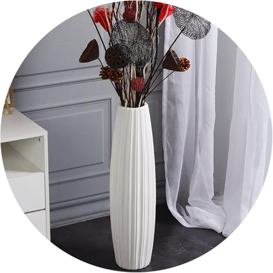 White Tall Floor Vase, 28" Ceramic Large Vase, Decorative Flower Vases for Modern Home Decor Living Room Office Bedroom Kitchen Wedding Centerpieces Farmhouse Décor