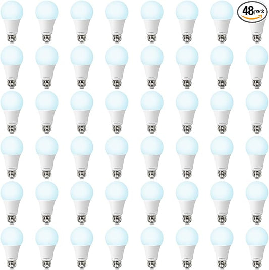 48 Pack LED Light Bulbs 100 Watt Equivalent, A19 5000K Daylight, 1500 Lumens, E26 Base, Non-Dimmable, 13 Watt Energy Efficient LED Bulbs for Home Lighting
