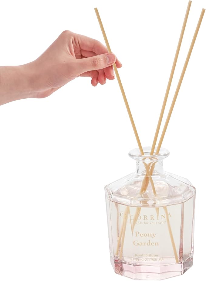 COCORRÍNA Reed Diffuser - Peony Garden 8.5oz Flower Reed Diffuser Set with 8 Sticks, Home Fragrance Reed Diffuser for Home Bedroom Office Bathroom Shelf Decor (Master Collection)