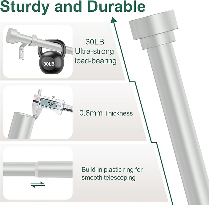 HEI! DEAR Curtain Rod 2 Pack 72 to 144 Inch(6-12ft),1 Inch Heavy Duty Adjustable Curtain Rod,Modern Decorative Drapery Rods,Telescoping Window Curtains Rods 72-144".