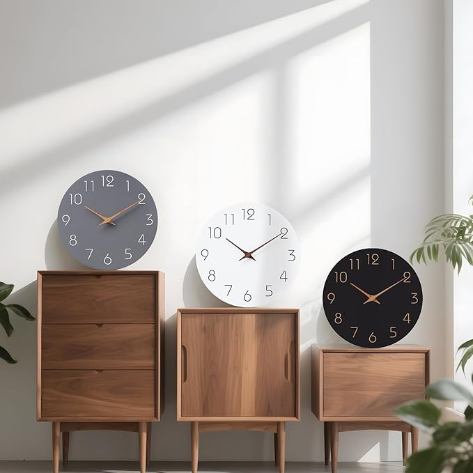 Mosewa Large Wall Clock 16 Inch Black Battery Operated Silent Non Ticking Simple Minimalist Rose Gold Numbers Clock Decorative for Bedroom Living Room Kitchen Home Office