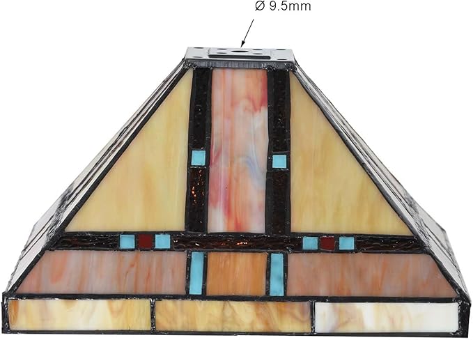 Bieye S10798 Tiffany-Style Stained Glass Mission Lampshade - 10-Inch Wide - Iridescent Elegance