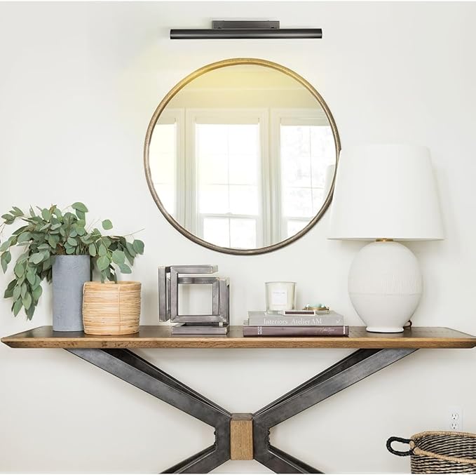 Matte Black Picture Lights for Wall, 24" Art Light Hardwired, 3-Light Bronze Gallery Light, Warm White 2700k Dimmable Picture Frame Lights, 270° Vanity Light for Bathroom, Living Room, Hallway