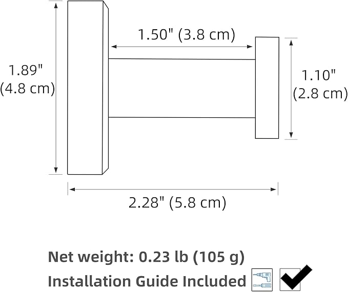 APLusee Brushed Nickel Towel Hook, 304 Stainless Steel Robe Hook for Bathroom, Heavy Duty Hand Towel Hanger Wall Mounted
