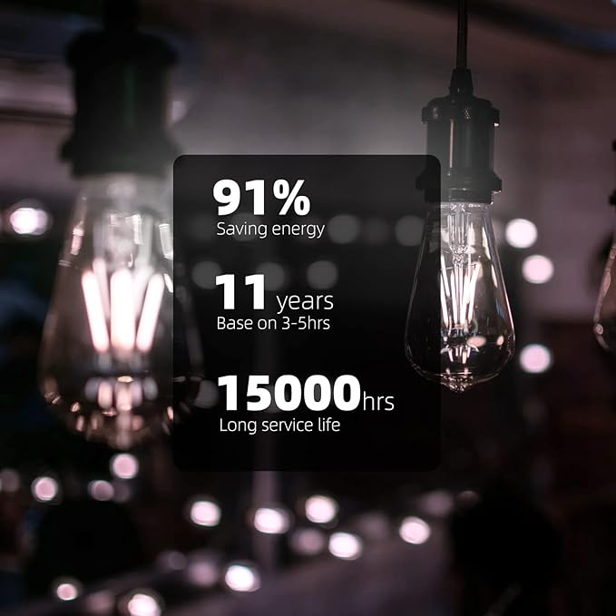 ST19 Dimmable LED Edison Bulb, 5.5W (60W Equivalent) 500LM, CRI 95+, 4000K Cool White, E26 Medium Base, Vintage Filament, Clear Glass, Standard Type A Lamp for Kitchen, Bathroom, Bedroom, 4 Pack