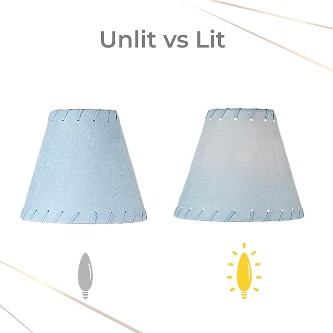 Royal Designs, Inc. CS-1122-6BLU Faux Leather Empire Chandelier Shade with Whipstitch Trim, 3 x 6 x 5, Blue