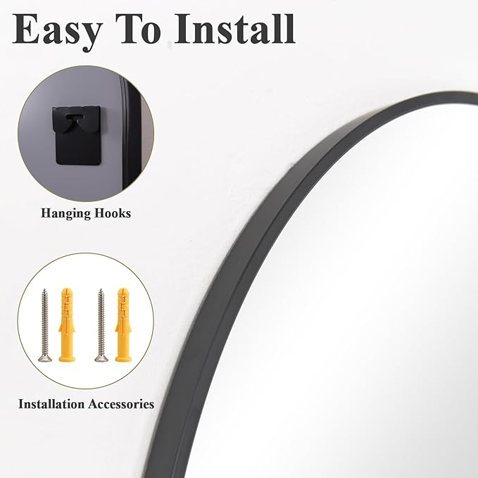 HARRITPURE 32"x48" Arched Bathroom Mirror - Black Wall Mounted Vanity Mirror Aluminum Alloy Frame Large Arch Wall Mirror for Living Room, Bedroom and Entryway