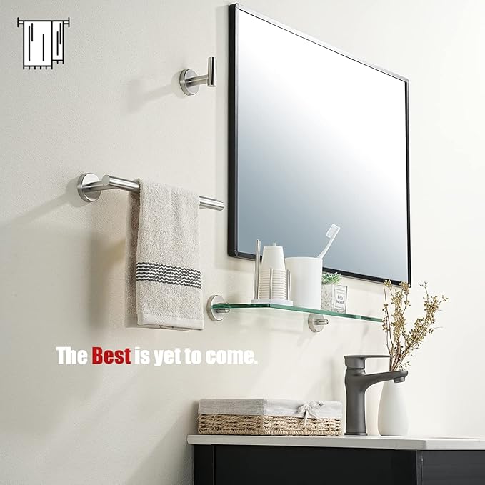 JQK Hand Towel Bar, 12 Inch 304 Stainless Steel Thicken 0.8mm Towel Rack, Bathroom Towel Holder Brushed Finished Wall Mount, Useable Length 9 Inch TB110L9-BN