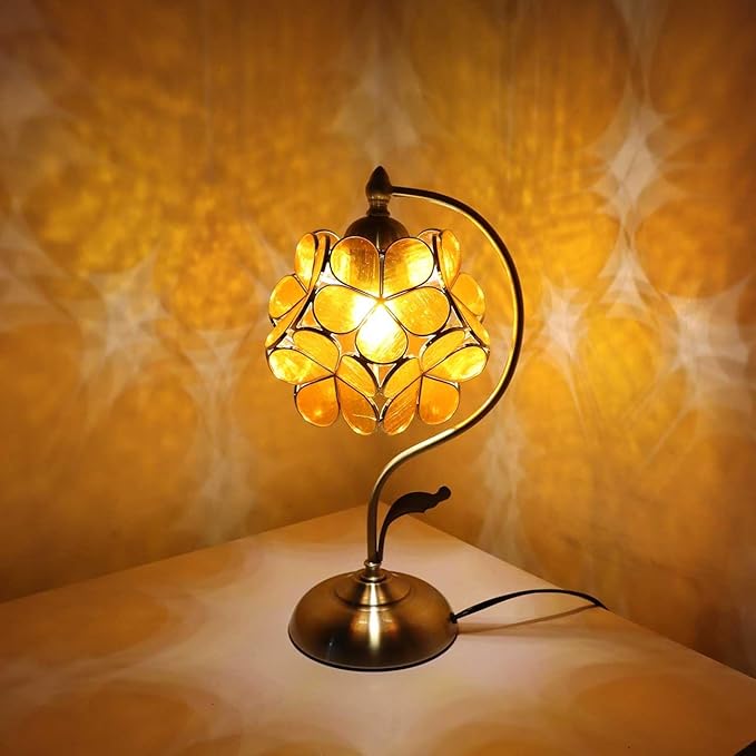 Bieye S10909 Tiffany Style Stained Glass Flower Petal Lampshade (Translucent Orange, 8" Cherry Blossom)