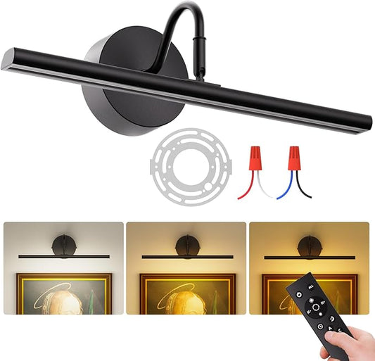 Picture Light Hard-Wired 16.5" Wall Lights for Pictures with Remote, Dimmable 3CCT Light Over Picture Frame, Gallery Art Poster Light for Artwork, 2700K-6500K Warm Nature White, 15W, 1200LM